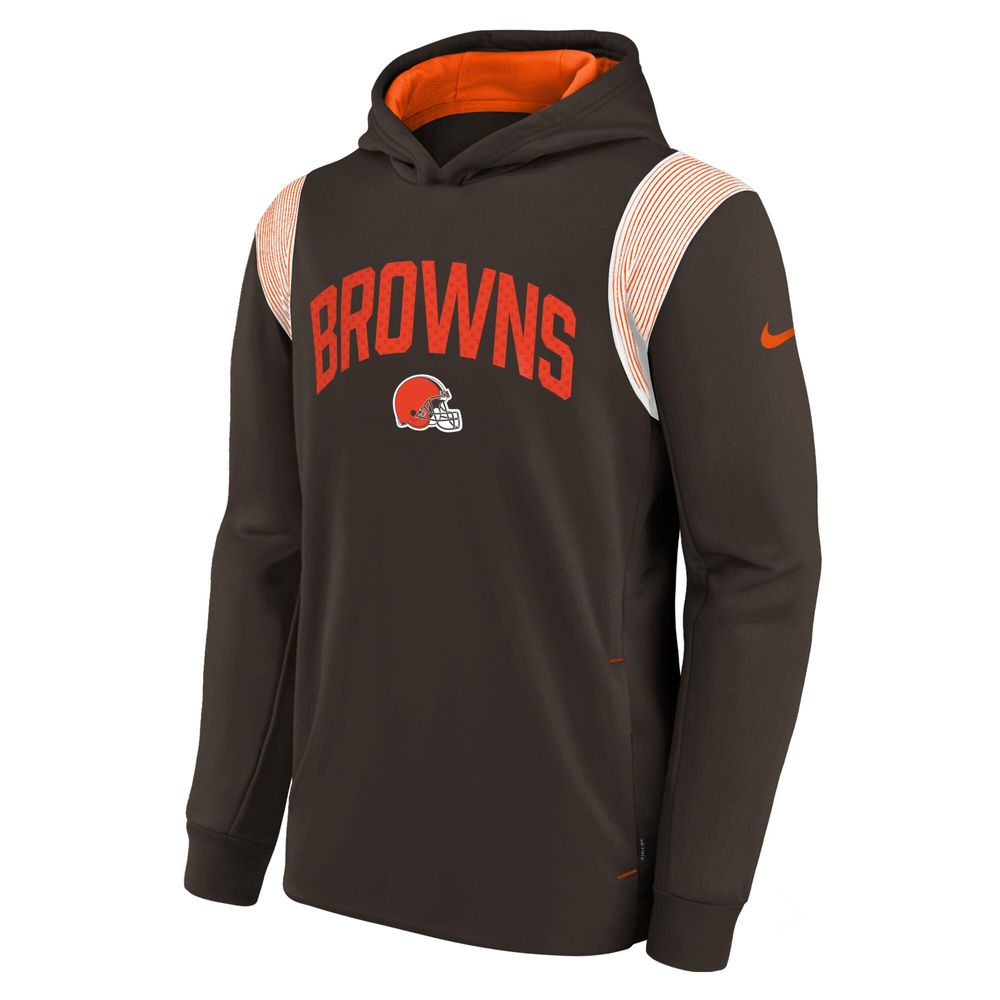 CLEVELAND BROWNS Hoodie Sweatshirt NIKE THERMA FIT Youth LRG Brown