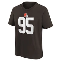 T-shirt avec nom et numéro de joueur des Cleveland Browns Nike Myles Garrett marron pour jeune