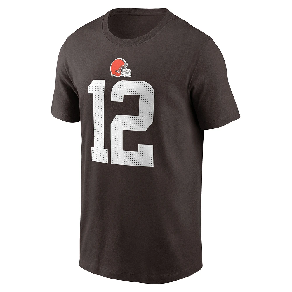 T-shirt Nike Shedeur Sanders Brown pour jeune, nom et numéro de joueur des Cleveland Browns lors la draft NFL 2025