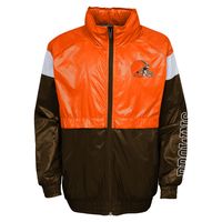 Youth Orange/Brown Cleveland Browns Goal Line Stance Full-Zip Hoodie Windbreaker