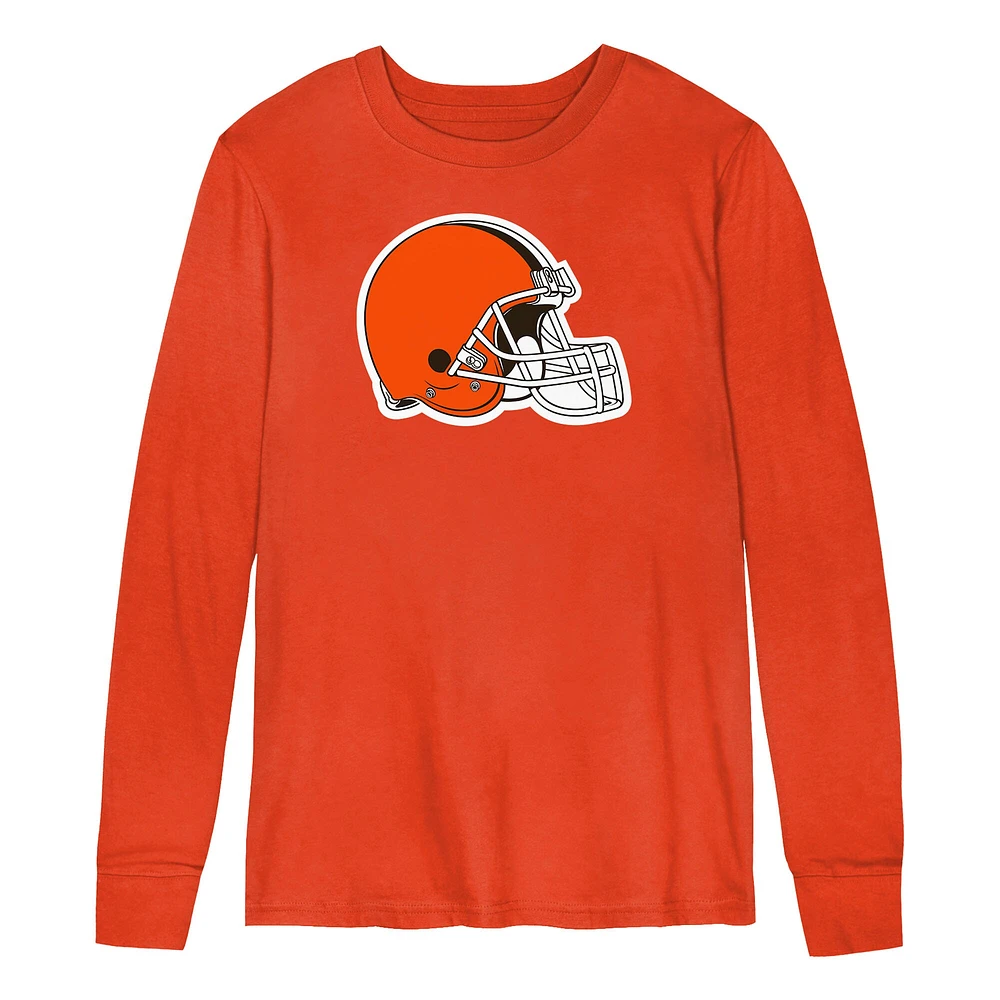 T-shirt à manches longues orange pour jeunes avec logo principal des Cleveland Browns