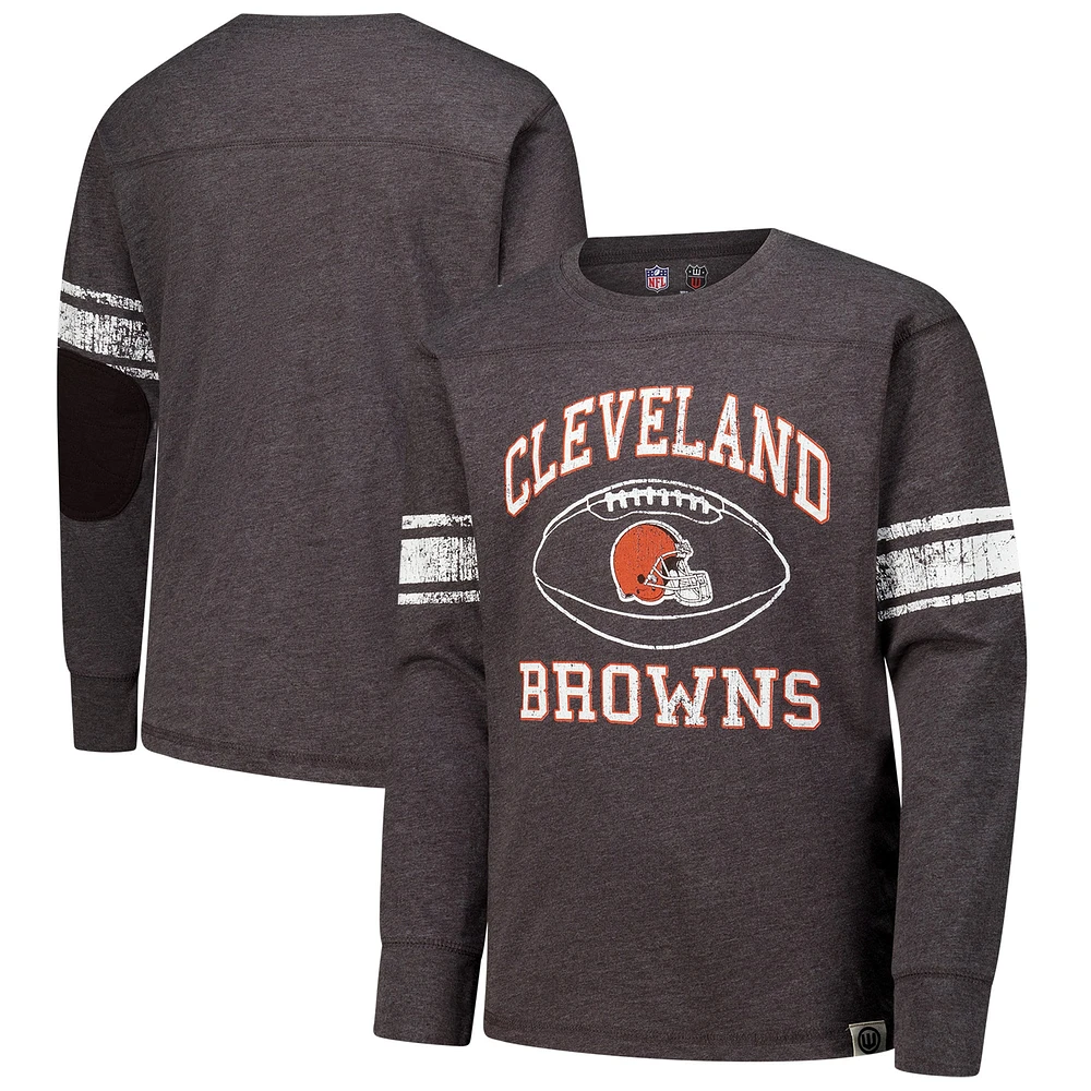 T-shirt de football à manches longues pour jeunes Wes & Willy Heather Brown des Cleveland Browns