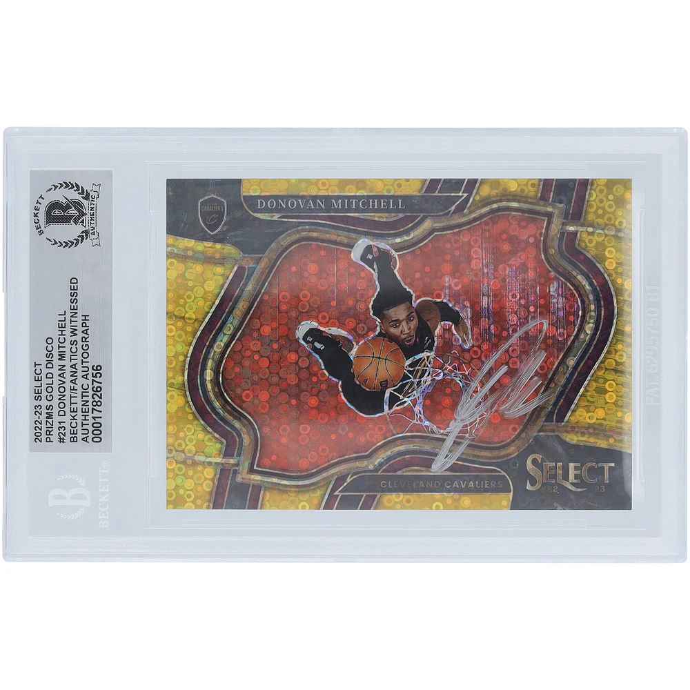 Donovan Mitchell Cleveland Cavaliers Autographed 2022-23 Panini Select Gold Disco Prizm #231 #/10 Beckett Fanatics Witnessed Authenticated Card