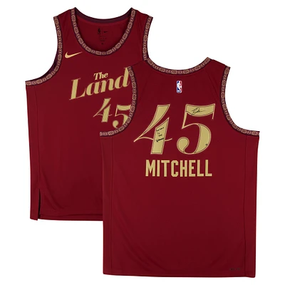 Donovan Mitchell Cleveland Cavaliers Autographed Nike Wine 2023-24 City Swingman Jersey with "Welcome to the Spiderverse" Inscription