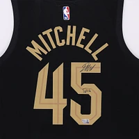 Donovan Mitchell Cleveland Cavaliers Autographed SM Deluxe Framed Black Jordan Brand Statement Edition Swingman Jersey with "Spida" Inscription