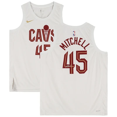 Maillot Nike Swingman blanc autographié par Donovan Mitchell des Cleveland Cavaliers 2022-2023 Association Edition