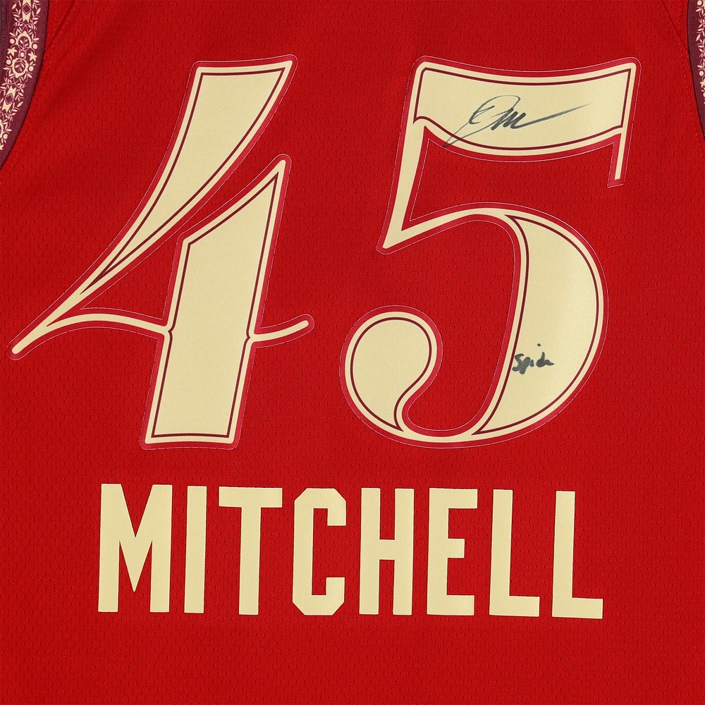 Donovan Mitchell Cleveland Cavaliers Autographed Wine Nike 2023-24 City Edition Swingman Jersey with "Spida" Inscription