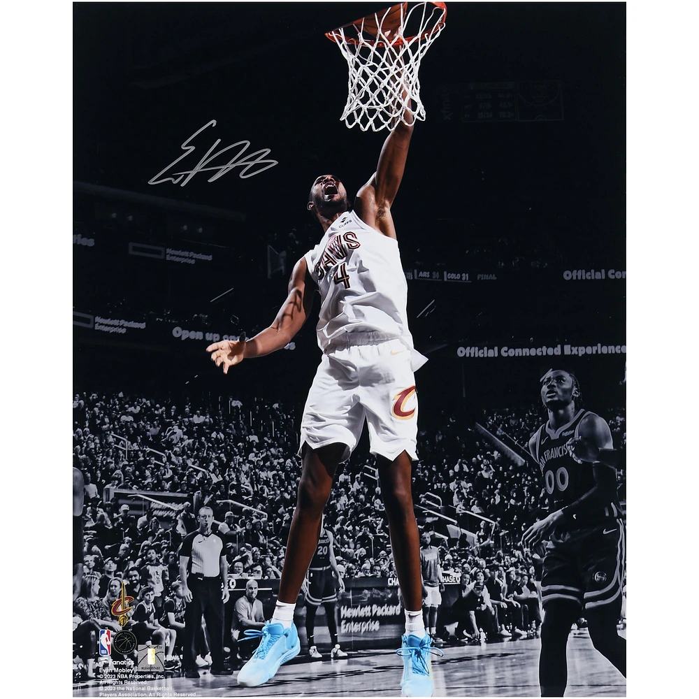 Evan Mobley Cleveland Cavaliers Autographed 16" x 20" White Jersey Dunk Spotlight Photograph
