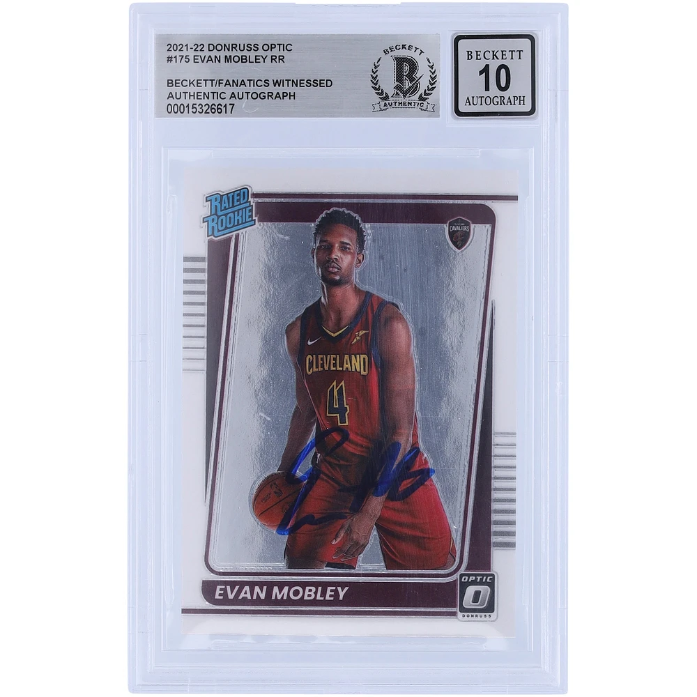 Evan Mobley Cleveland Cavaliers Autographié 2021-22 Panini Donruss Optic Classé Rookie #175 Beckett Fanatics Witnessed Authenticated 10 Rookie Card