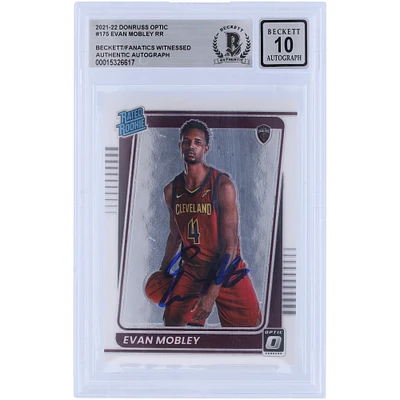 Evan Mobley Cleveland Cavaliers Autographié 2021-22 Panini Donruss Optic Classé Rookie #175 Beckett Fanatics Witnessed Authenticated 10 Rookie Card