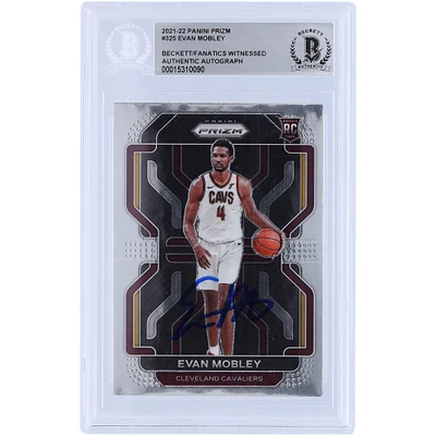 Carte de recrue authentifiée signée Evan Mobley Cleveland Cavaliers Panini Prizm #325 2021-22 Beckett Fanatics