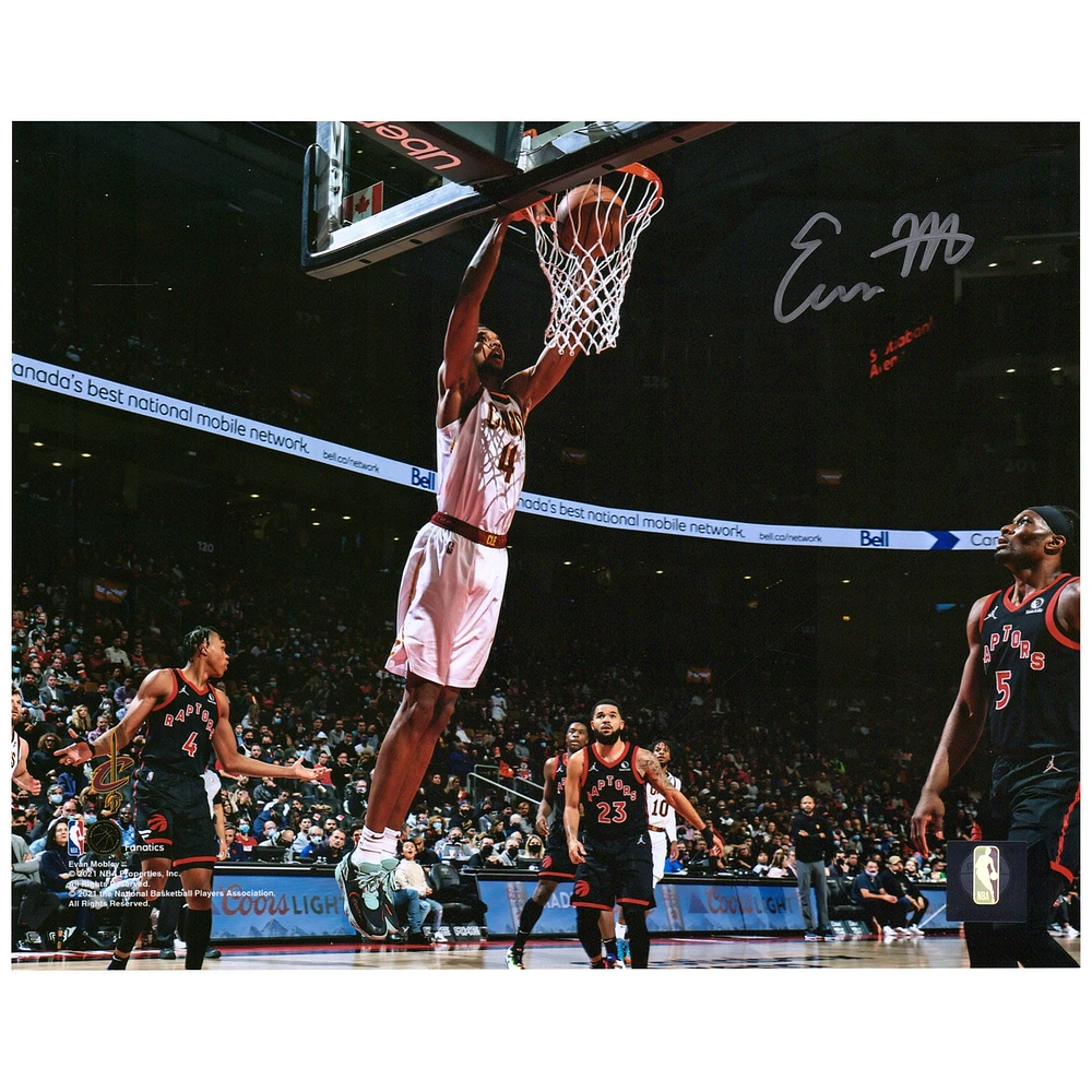 Evan Mobley Cleveland Cavaliers Autographed 8'' x 10'' White Jersey Dunk Photograph