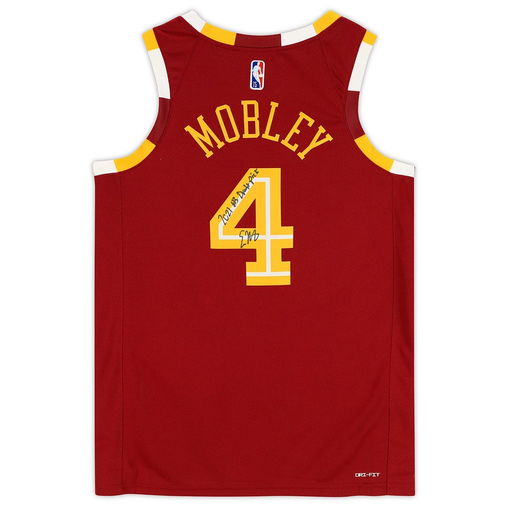 Evan Mobley Cleveland Cavaliers Autographed Nike Red 2021-22 Mixtape Swingman Jersey with "#3 Draft Pick" Inscription
