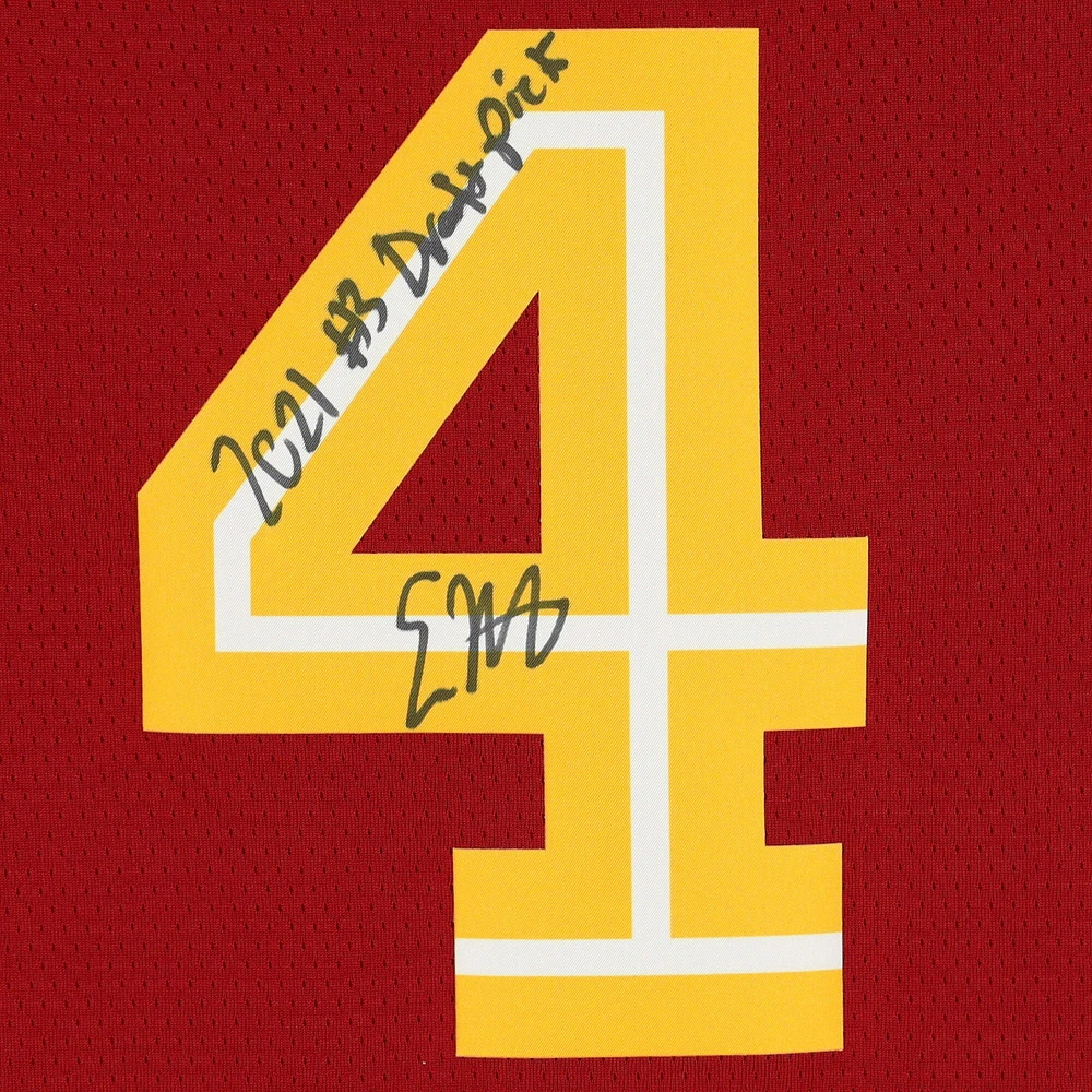 Evan Mobley Cleveland Cavaliers Autographed Nike Red 2021-22 Mixtape Swingman Jersey with "#3 Draft Pick" Inscription