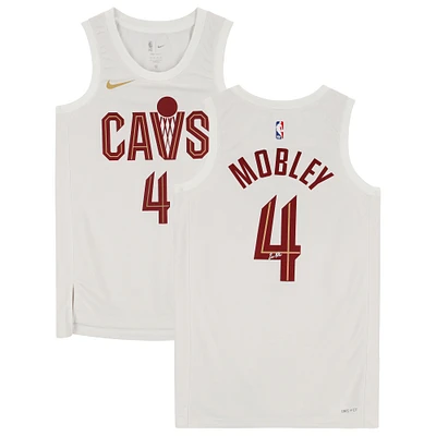 Maillot Swingman Nike blanc autographié par Evan Mobley des Cleveland Cavaliers 2022-2023