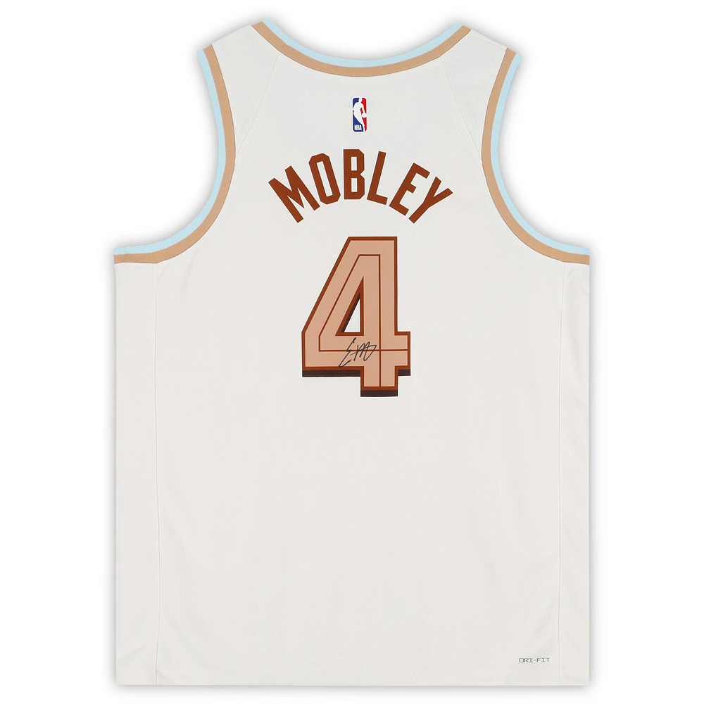 Maillot Swingman Nike City Edition 2022-23 blanc dédicacé par Evan Mobley des Cleveland Cavaliers