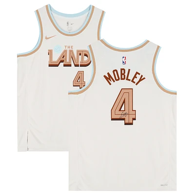 Maillot Swingman Nike City Edition 2022-23 blanc dédicacé par Evan Mobley des Cleveland Cavaliers