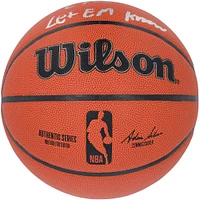 Ballon de basket-ball d'intérieur/extérieur Wilson Authentic Series autographié par Evan Mobley des Cleveland Cavaliers avec inscription « Let Em Know »