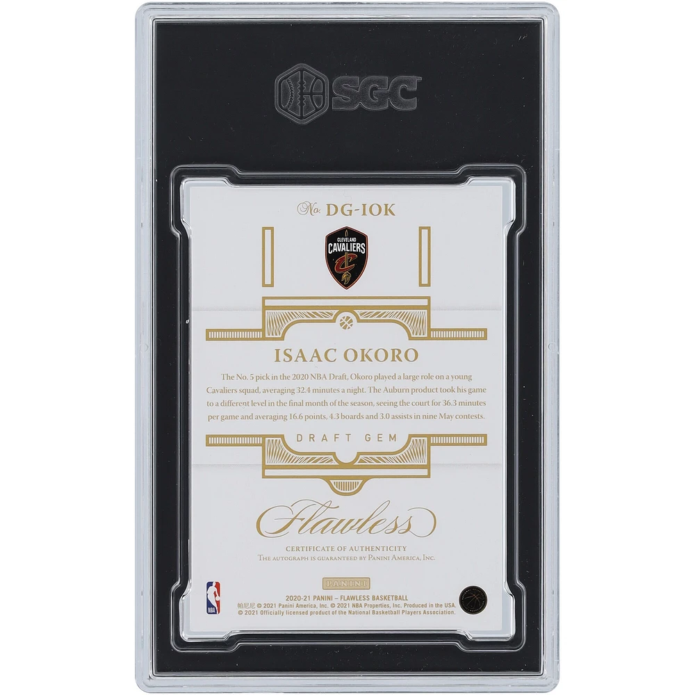 Carte de recrue authentifiée 9,5/10 Panini Flawless Draft Gem Emerald #DG-IOK #5/5 SGC autographiée par Isaac Okoro des Cleveland Cavaliers 2020-21