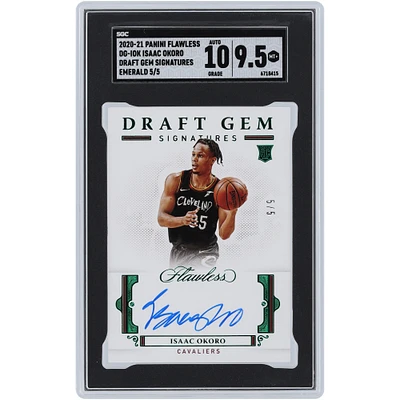 Carte de recrue authentifiée 9,5/10 Panini Flawless Draft Gem Emerald #DG-IOK #5/5 SGC autographiée par Isaac Okoro des Cleveland Cavaliers 2020-21