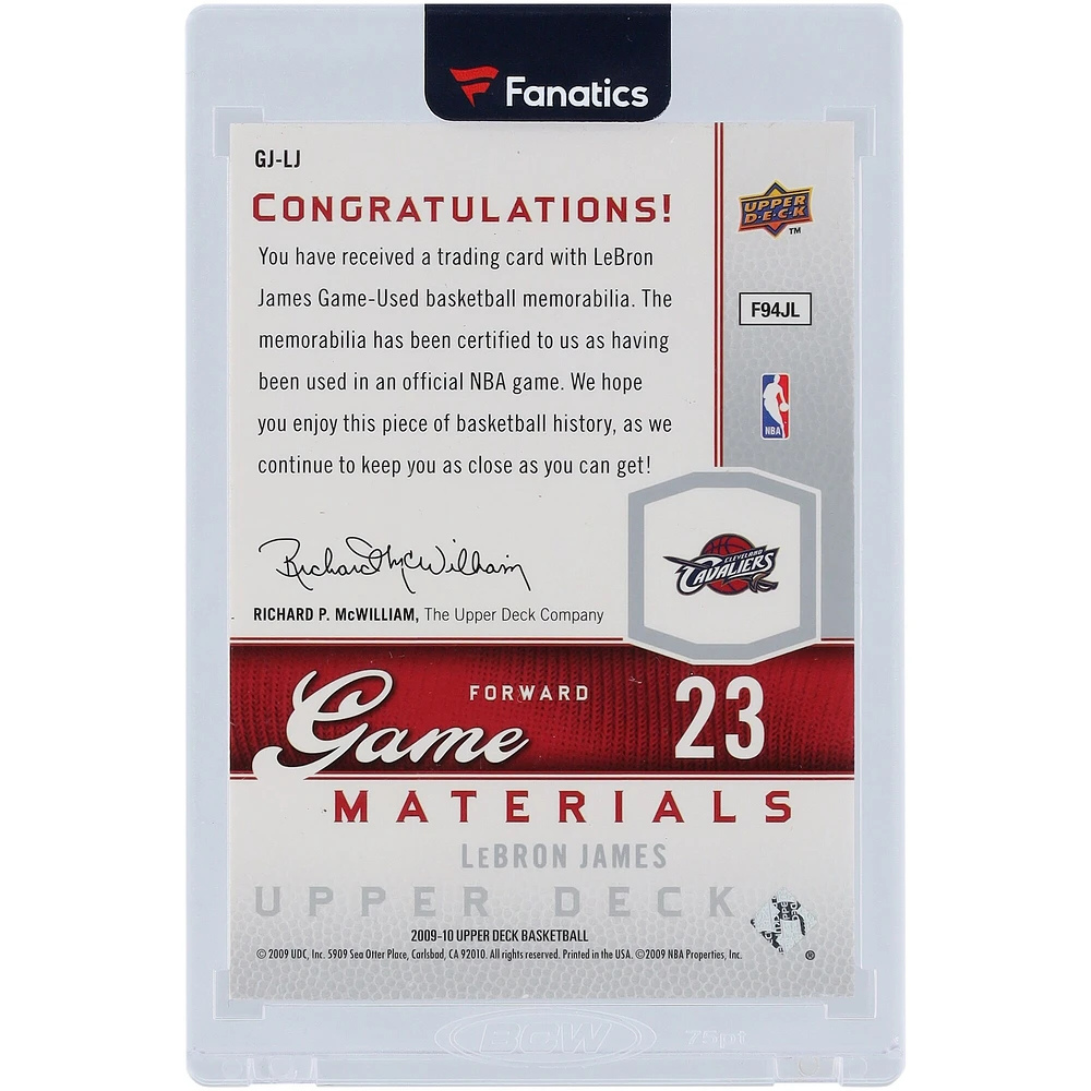 LeBron James Cleveland Cavaliers 2009-10 Upper Deck Game Materials Carte Red Relic #GJ-LJ