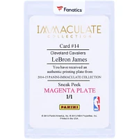 LeBron James Cleveland Cavaliers 2014-15 Panini Immaculate Collection Sneak Peek Magenta Printing Plate #14 #1/1 Card