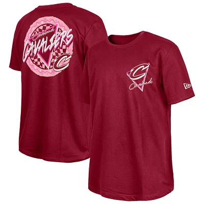 Men's New Era  Wine Cleveland Cavaliers Glow-in-the-Dark T-Shirt