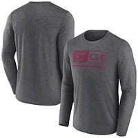 Men's Fanatics Heather Charcoal Cleveland Cavaliers Three-Point Play Long Sleeve T-Shirt