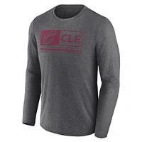 Men's Fanatics Heather Charcoal Cleveland Cavaliers Three-Point Play Long Sleeve T-Shirt