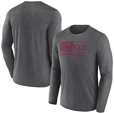 Men's Fanatics Heather Charcoal Cleveland Cavaliers Three-Point Play Long Sleeve T-Shirt
