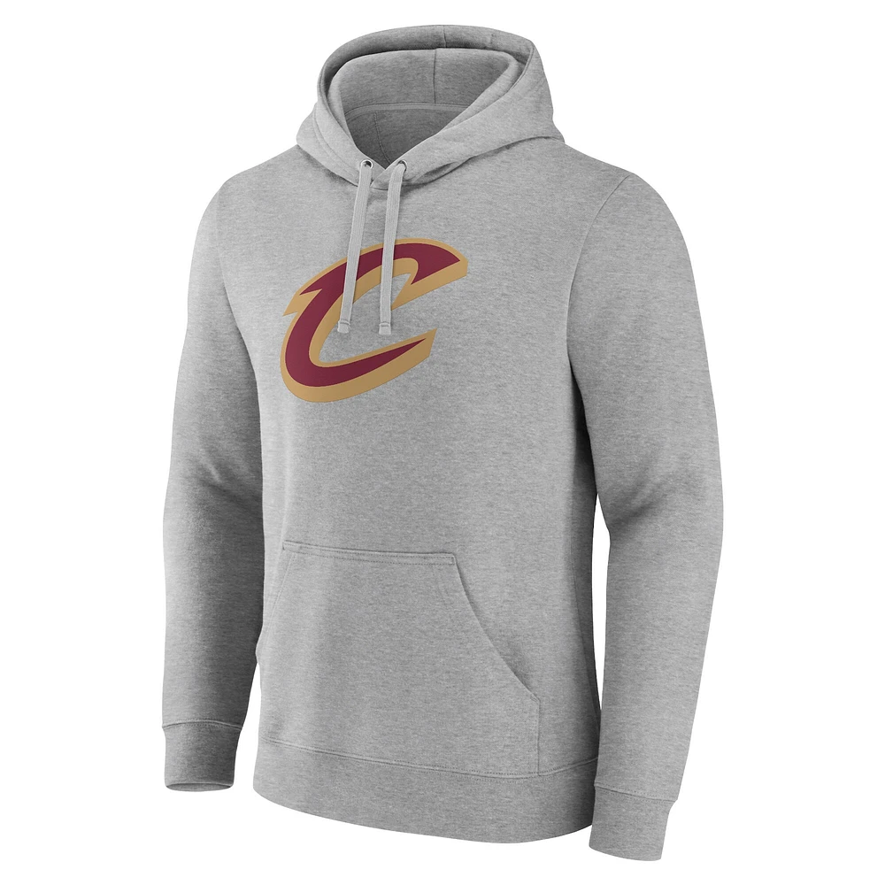 Sweat à capuche avec logo principal des Cleveland Cavaliers Fanatics gris chiné pour hommes