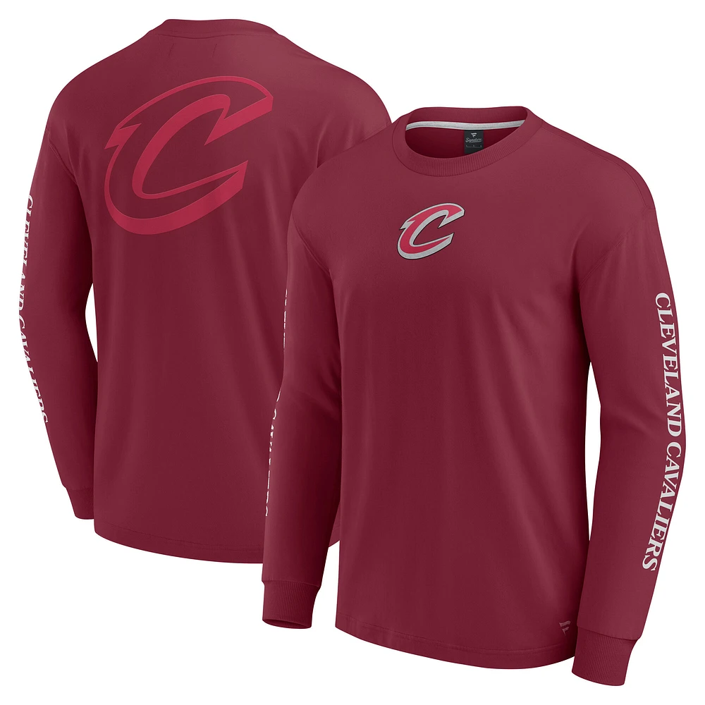 T-shirt à manches longues Fanatics Wine Cleveland Cavaliers Elements Strive pour hommes