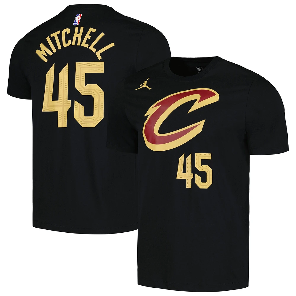 T-shirt Jordan Brand Donovan Mitchell pour homme, noir, Cleveland Cavaliers 2022/23 Statement Edition, nom et numéro