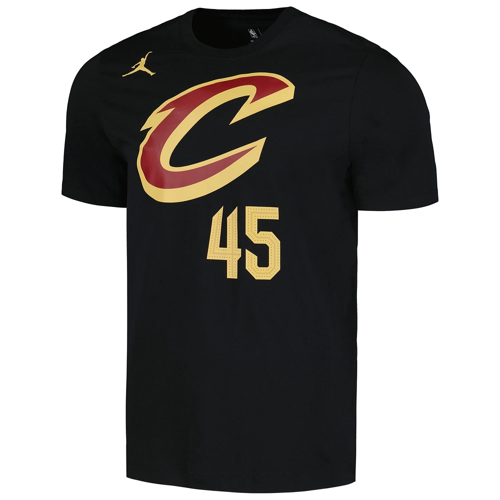 T-shirt Jordan Brand Donovan Mitchell pour homme, noir, Cleveland Cavaliers 2022/23 Statement Edition, nom et numéro