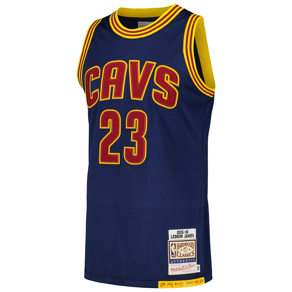 Men's Mitchell & Ness LeBron James Navy Cleveland Cavaliers 2015/16 Hardwood Classics Authentic Jersey