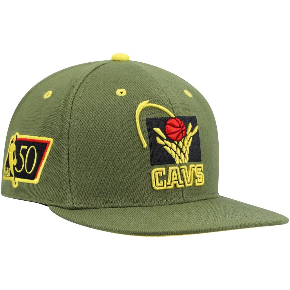 Mitchell & Ness Men's Mitchell & Ness X Lids Olive Cleveland Cavaliers  Dusty 50Th Anniversary Hardwood Classics Fitted Hat | Bramalea City Centre