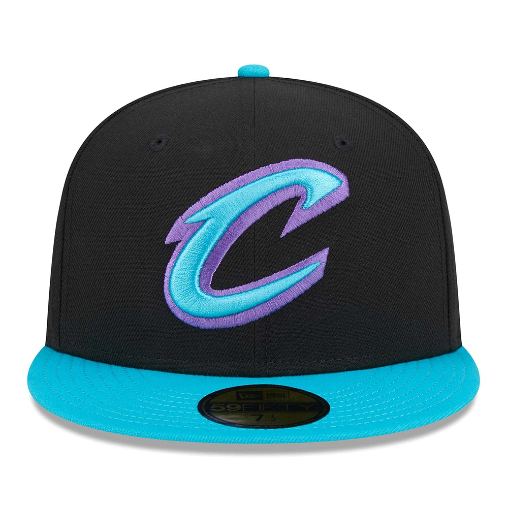 Men's New Era Black/Turquoise Cleveland Cavaliers Arcade Scheme 59FIFTY Fitted Hat