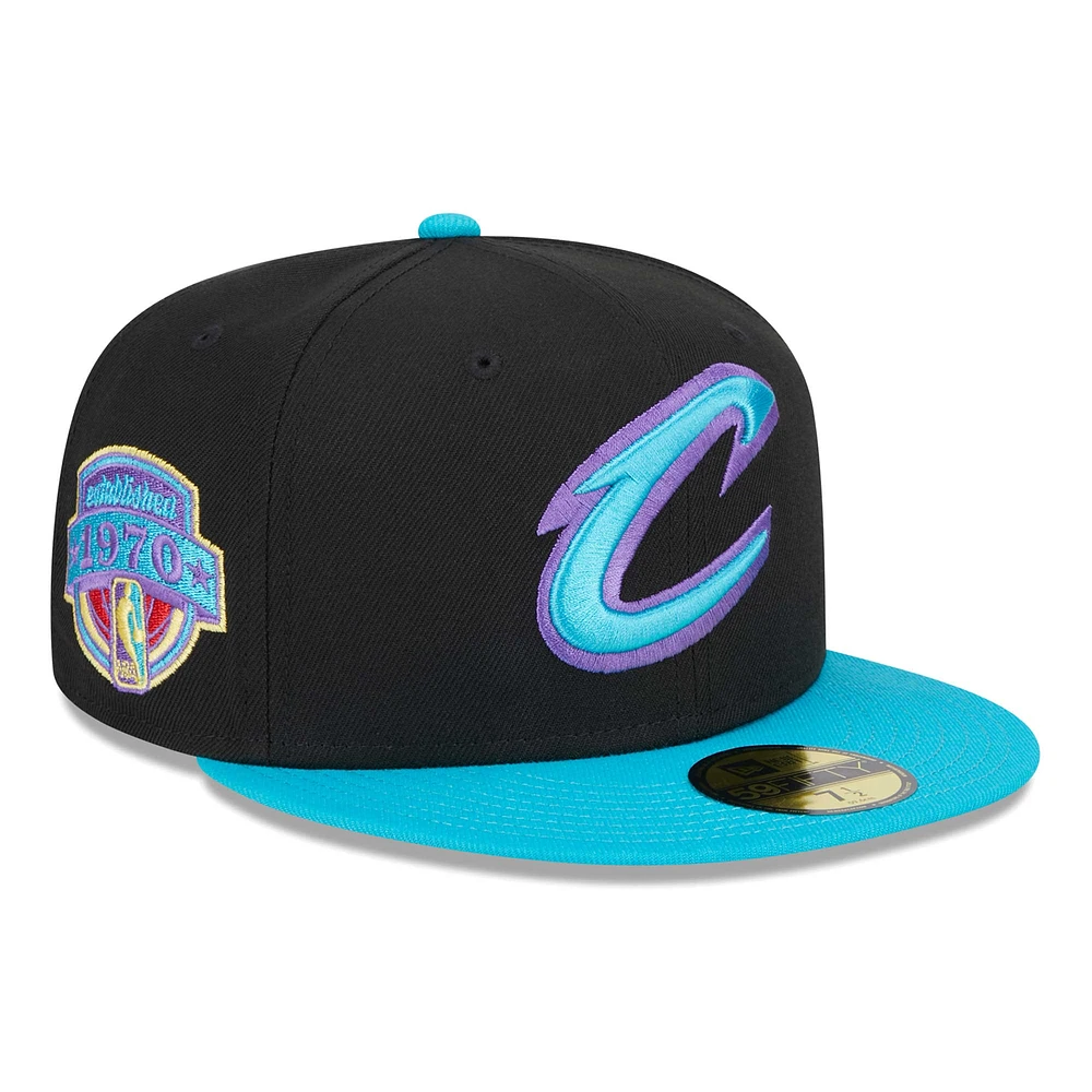 Casquette ajustée 59FIFTY Cleveland Cavaliers Arcade Scheme New Era pour hommes, noir/turquoise