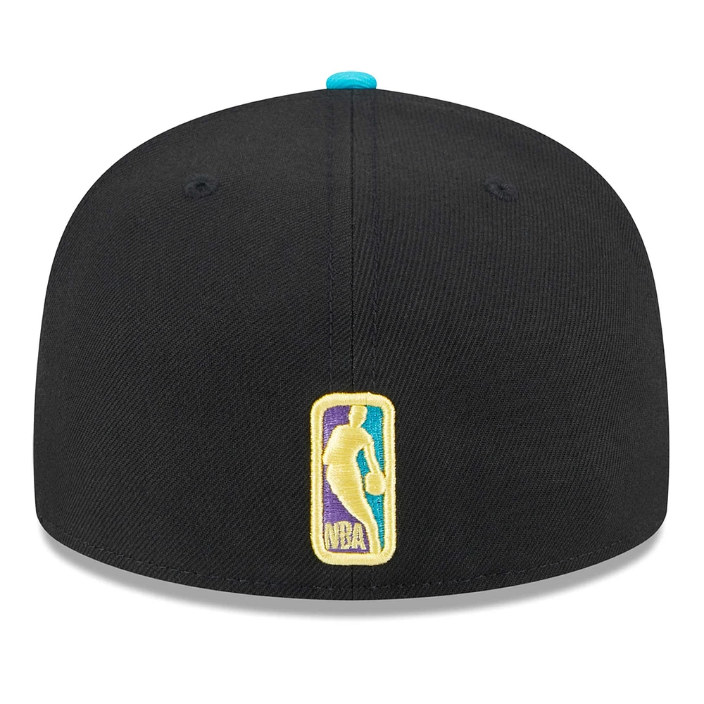 Men's New Era Black/Turquoise Cleveland Cavaliers Arcade Scheme 59FIFTY Fitted Hat