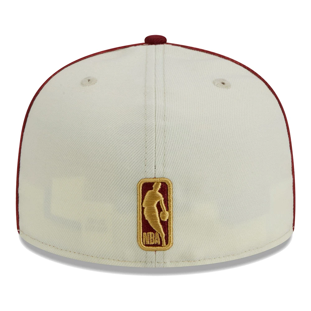 Casquette ajustée 59FIFTY 2 tons crème/vin New Era pour hommes des Cleveland Cavaliers