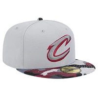 Men's New Era Gray Cleveland Cavaliers Active Color Camo Visor 59FIFTY Fitted Hat