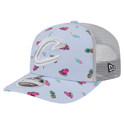 Men's New Era Light Blue/Gray Cleveland Cavaliers Adventure Aloha Pattern 9SEVENTY Stretch-Snap Hat
