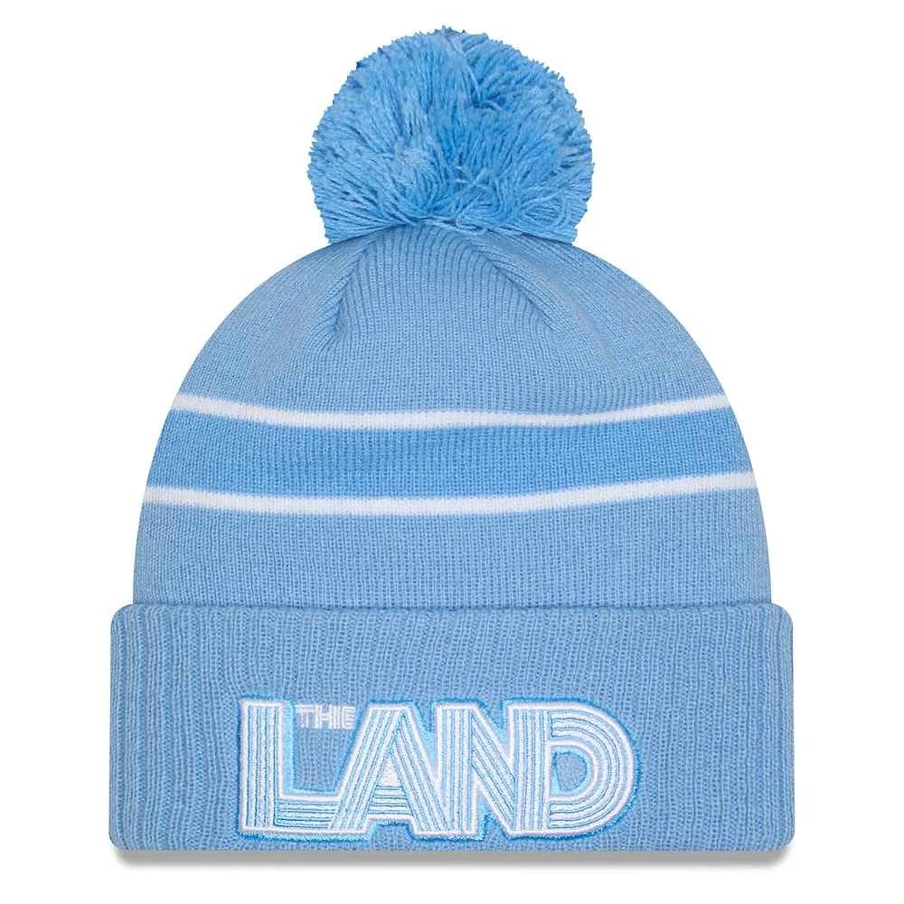 Men's New Era Light Blue Cleveland Cavaliers 2024/25 City Edition Cuffed Knit Hat with Pom