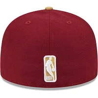 Men's New Era Wine/Gold Cleveland Cavaliers Gameday Gold Pop Stars 59FIFTY Fitted Hat