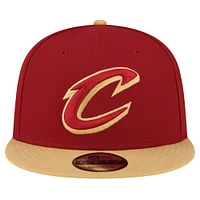 Men's New Era Wine/Gold Cleveland Cavaliers Official Team Color 2Tone 9FIFTY Snapback Hat