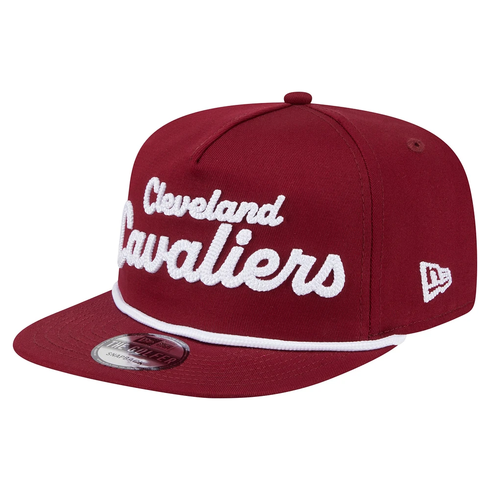Men's New Era Wine Cleveland Cavaliers Team Text Golfer Snapback Hat