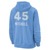 Sweat à capuche Nike Donovan Mitchell bleu clair Cleveland Cavaliers 2024/25 City Edition avec nom et numéro pour homme