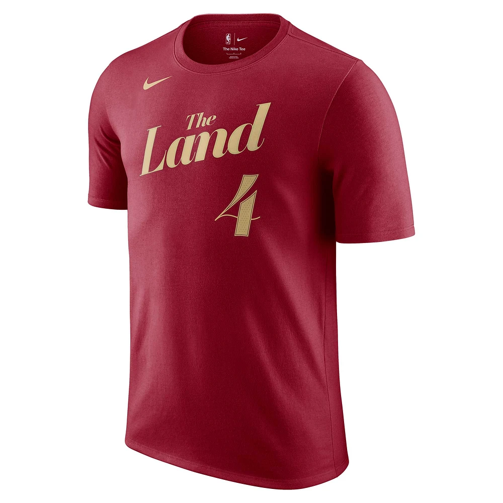 T-shirt Nike Evan Mobley Wine Cleveland Cavaliers 2023/24 City Edition avec nom et numéro pour homme