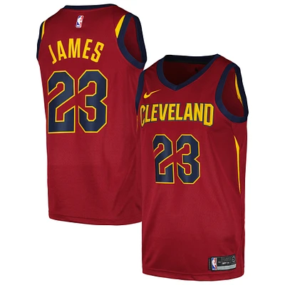 Maillot de joueur Nike LeBron James Wine Cleveland Cavaliers Swingman pour homme - Édition Icon