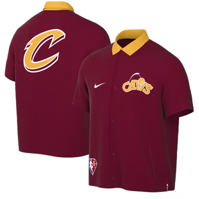 Cleveland Cavaliers Nike 2021/22 City Edition Therma Flex Showtime Short Sleeve Full-Snap Collar Jacket - Wine/Gold